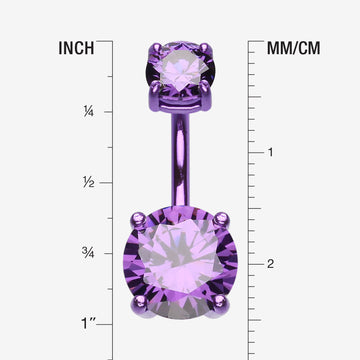 Detail View 1 of Colorline Gem Prong Sparkle Belly Button Ring-Purple